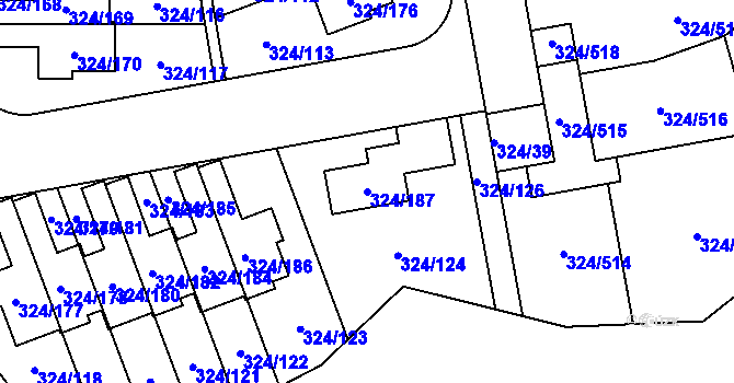Parcela st. 324/187 v KÚ Levín u Berouna, Katastrální mapa