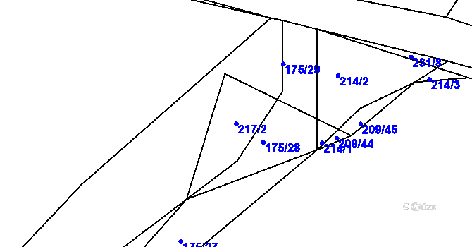 Parcela st. 217/2 v KÚ Levín u Berouna, Katastrální mapa