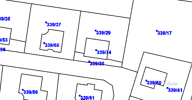 Parcela st. 339/74 v KÚ Levín u Berouna, Katastrální mapa