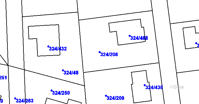 Parcela st. 324/208 v KÚ Levín u Berouna, Katastrální mapa