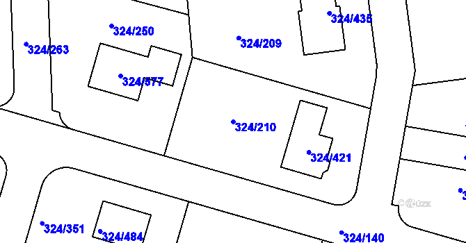 Parcela st. 324/210 v KÚ Levín u Berouna, Katastrální mapa