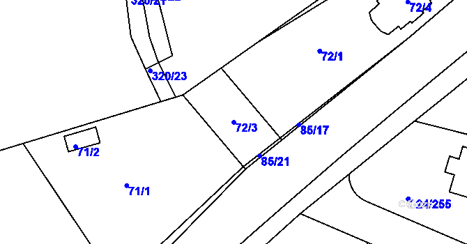 Parcela st. 72/3 v KÚ Levín u Berouna, Katastrální mapa
