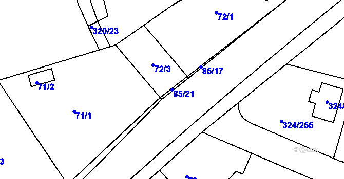 Parcela st. 85/21 v KÚ Levín u Berouna, Katastrální mapa
