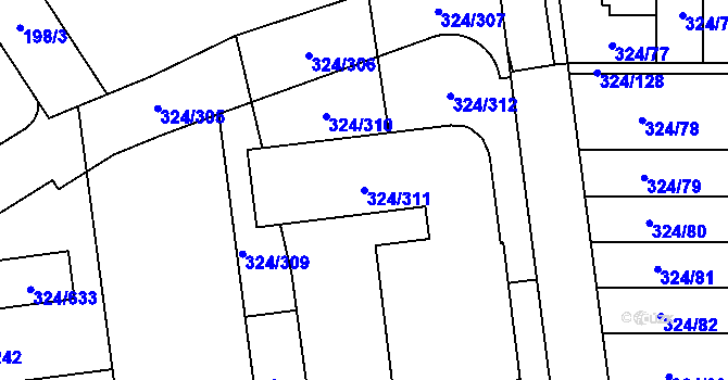 Parcela st. 324/311 v KÚ Levín u Berouna, Katastrální mapa