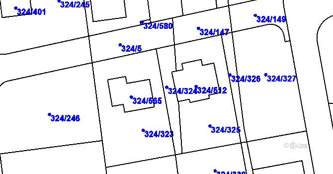 Parcela st. 324/324 v KÚ Levín u Berouna, Katastrální mapa