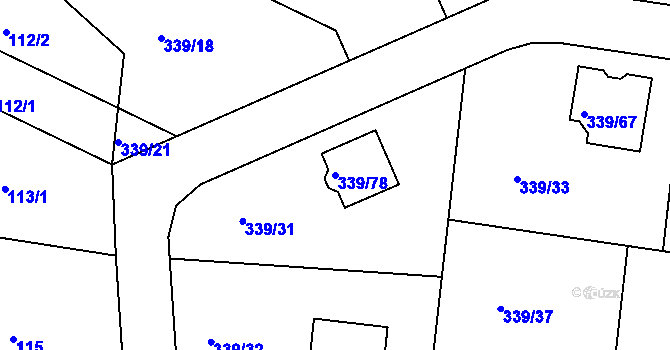 Parcela st. 339/78 v KÚ Levín u Berouna, Katastrální mapa