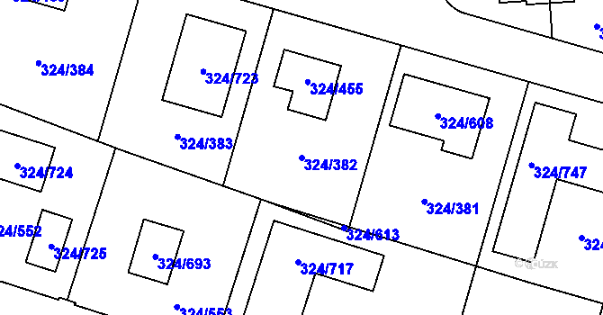 Parcela st. 324/382 v KÚ Levín u Berouna, Katastrální mapa