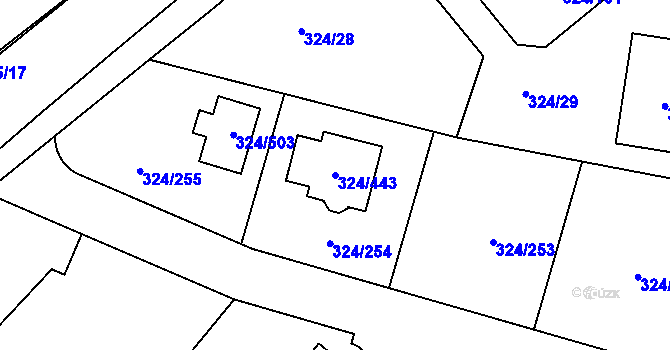 Parcela st. 324/443 v KÚ Levín u Berouna, Katastrální mapa