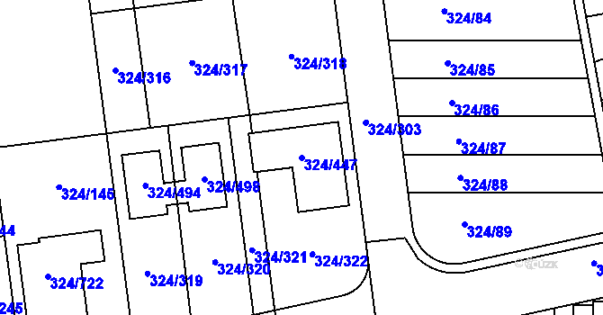Parcela st. 324/447 v KÚ Levín u Berouna, Katastrální mapa