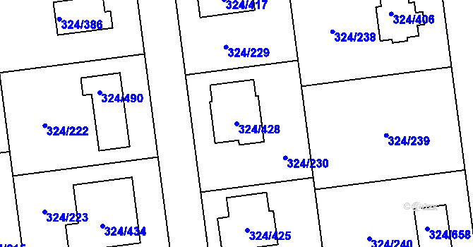 Parcela st. 324/428 v KÚ Levín u Berouna, Katastrální mapa