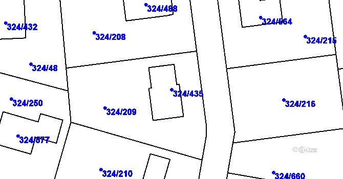 Parcela st. 324/435 v KÚ Levín u Berouna, Katastrální mapa