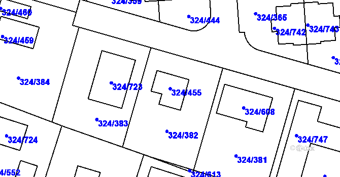 Parcela st. 324/455 v KÚ Levín u Berouna, Katastrální mapa