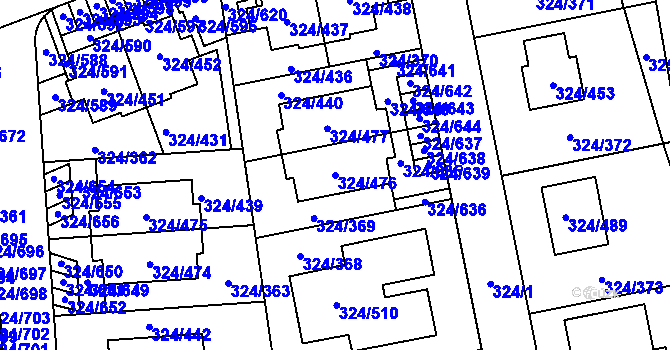 Parcela st. 324/476 v KÚ Levín u Berouna, Katastrální mapa