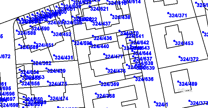 Parcela st. 324/477 v KÚ Levín u Berouna, Katastrální mapa