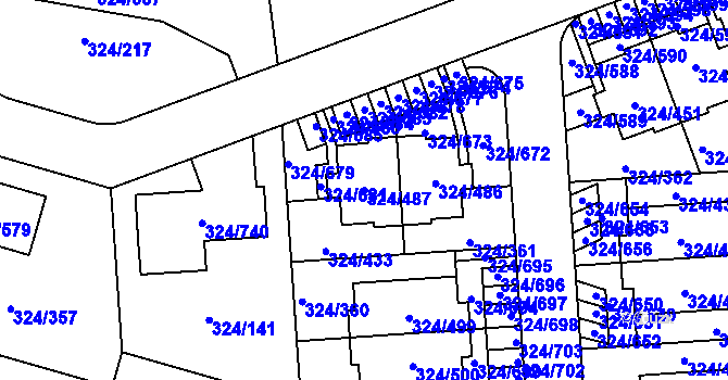 Parcela st. 324/487 v KÚ Levín u Berouna, Katastrální mapa