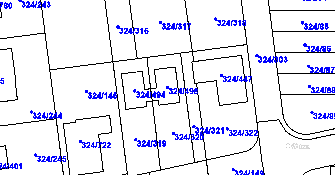 Parcela st. 324/498 v KÚ Levín u Berouna, Katastrální mapa