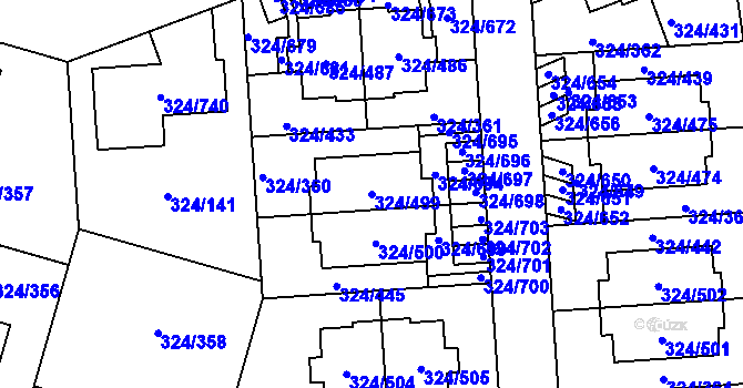 Parcela st. 324/499 v KÚ Levín u Berouna, Katastrální mapa