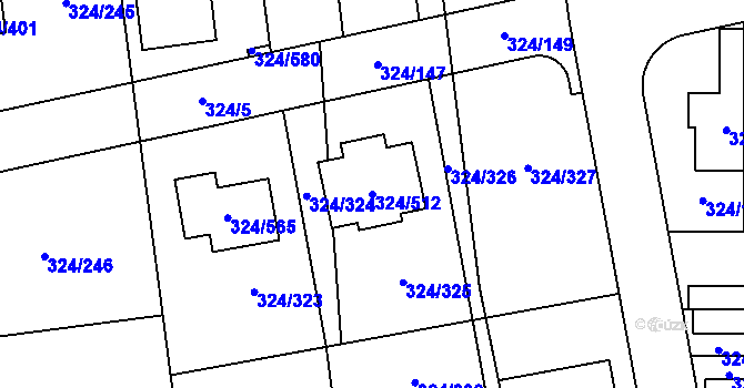 Parcela st. 324/512 v KÚ Levín u Berouna, Katastrální mapa