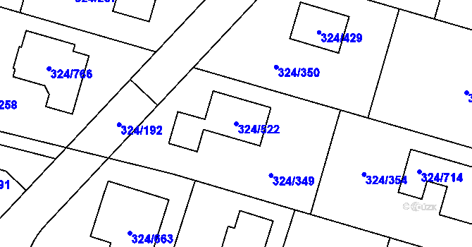 Parcela st. 324/522 v KÚ Levín u Berouna, Katastrální mapa