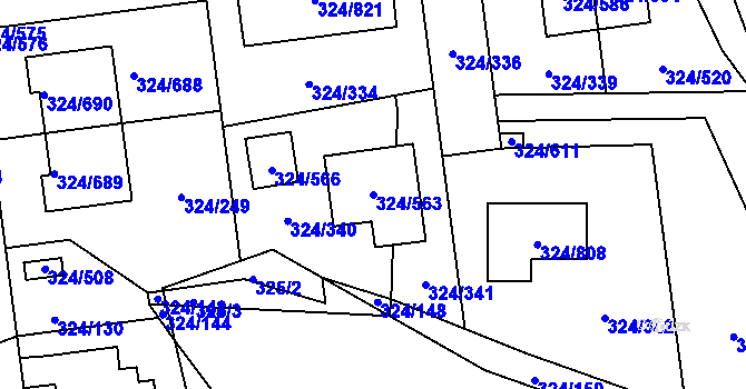 Parcela st. 324/563 v KÚ Levín u Berouna, Katastrální mapa