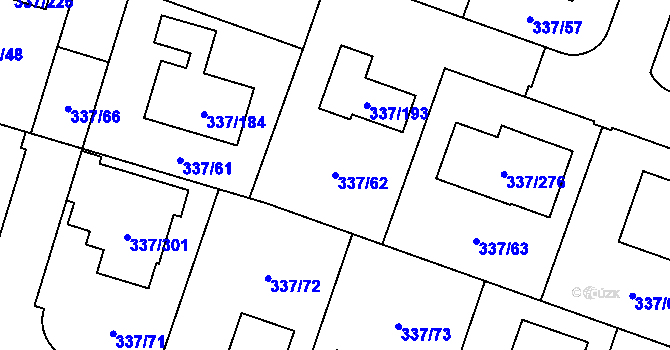 Parcela st. 337/62 v KÚ Levín u Berouna, Katastrální mapa