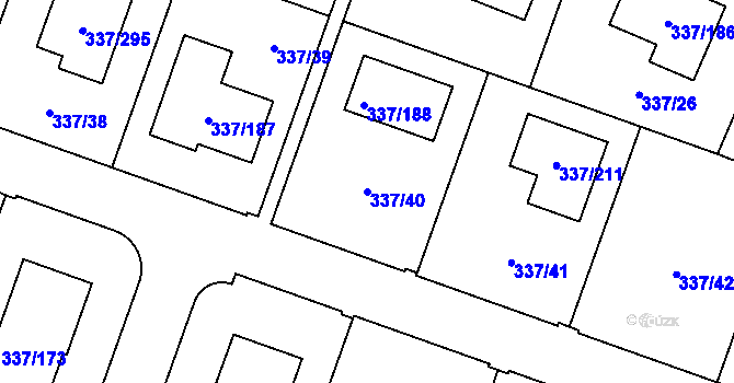 Parcela st. 337/40 v KÚ Levín u Berouna, Katastrální mapa