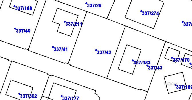 Parcela st. 337/42 v KÚ Levín u Berouna, Katastrální mapa
