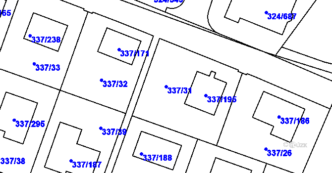Parcela st. 337/31 v KÚ Levín u Berouna, Katastrální mapa