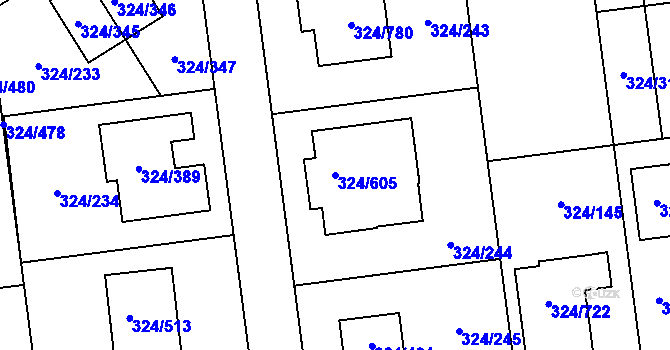 Parcela st. 324/605 v KÚ Levín u Berouna, Katastrální mapa
