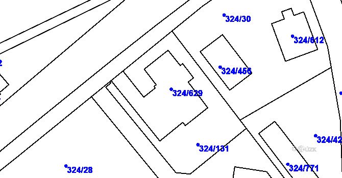Parcela st. 324/629 v KÚ Levín u Berouna, Katastrální mapa