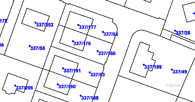 Parcela st. 337/166 v KÚ Levín u Berouna, Katastrální mapa