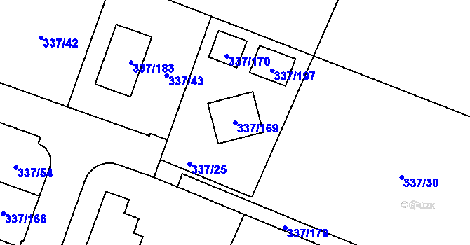 Parcela st. 337/169 v KÚ Levín u Berouna, Katastrální mapa
