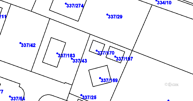 Parcela st. 337/170 v KÚ Levín u Berouna, Katastrální mapa