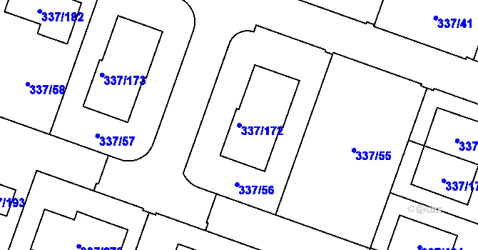 Parcela st. 337/172 v KÚ Levín u Berouna, Katastrální mapa
