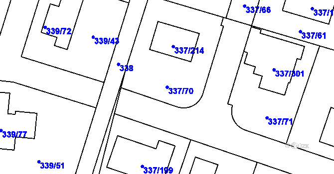 Parcela st. 337/70 v KÚ Levín u Berouna, Katastrální mapa