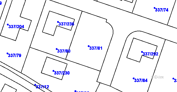 Parcela st. 337/81 v KÚ Levín u Berouna, Katastrální mapa