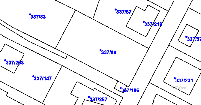 Parcela st. 337/88 v KÚ Levín u Berouna, Katastrální mapa