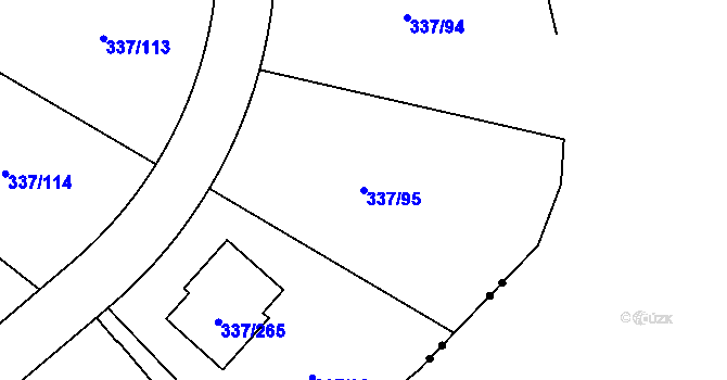 Parcela st. 337/95 v KÚ Levín u Berouna, Katastrální mapa