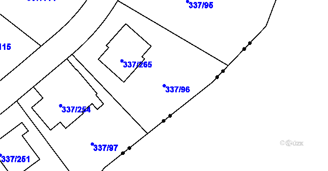 Parcela st. 337/96 v KÚ Levín u Berouna, Katastrální mapa