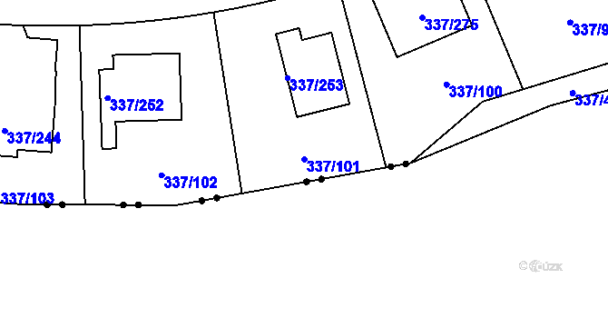 Parcela st. 337/101 v KÚ Levín u Berouna, Katastrální mapa