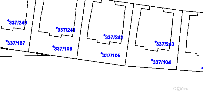 Parcela st. 337/105 v KÚ Levín u Berouna, Katastrální mapa
