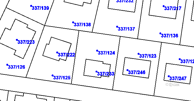 Parcela st. 337/124 v KÚ Levín u Berouna, Katastrální mapa
