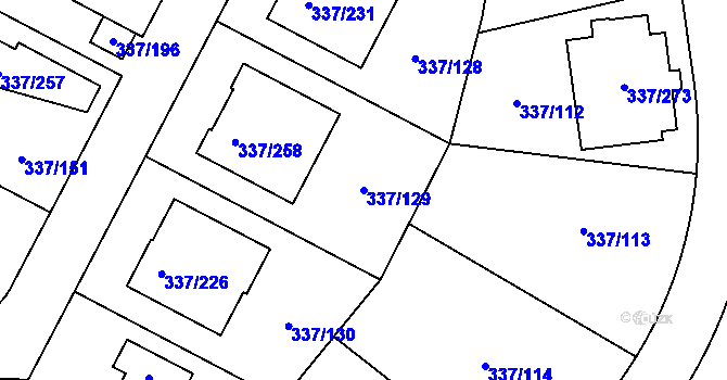 Parcela st. 337/129 v KÚ Levín u Berouna, Katastrální mapa