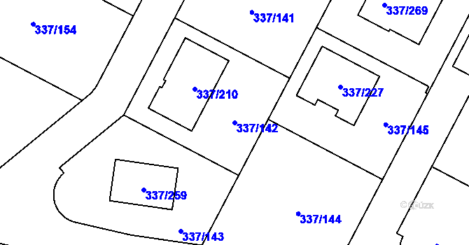 Parcela st. 337/142 v KÚ Levín u Berouna, Katastrální mapa