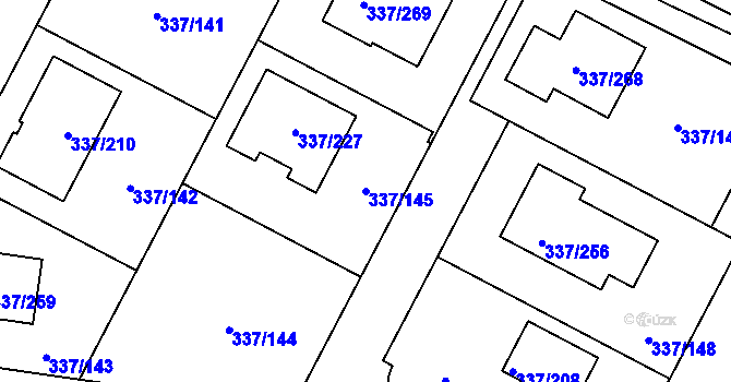 Parcela st. 337/145 v KÚ Levín u Berouna, Katastrální mapa
