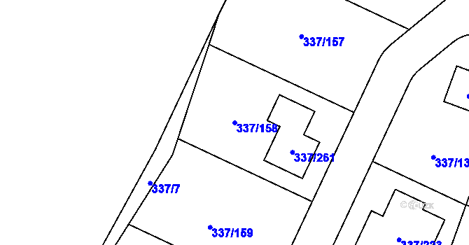 Parcela st. 337/158 v KÚ Levín u Berouna, Katastrální mapa
