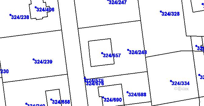 Parcela st. 324/657 v KÚ Levín u Berouna, Katastrální mapa