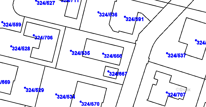 Parcela st. 324/666 v KÚ Levín u Berouna, Katastrální mapa