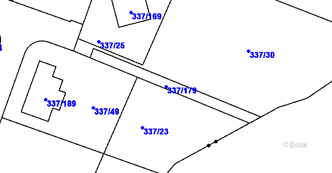 Parcela st. 337/179 v KÚ Levín u Berouna, Katastrální mapa