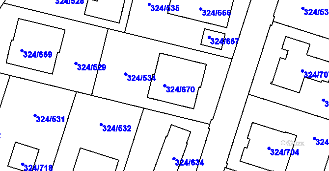 Parcela st. 324/670 v KÚ Levín u Berouna, Katastrální mapa